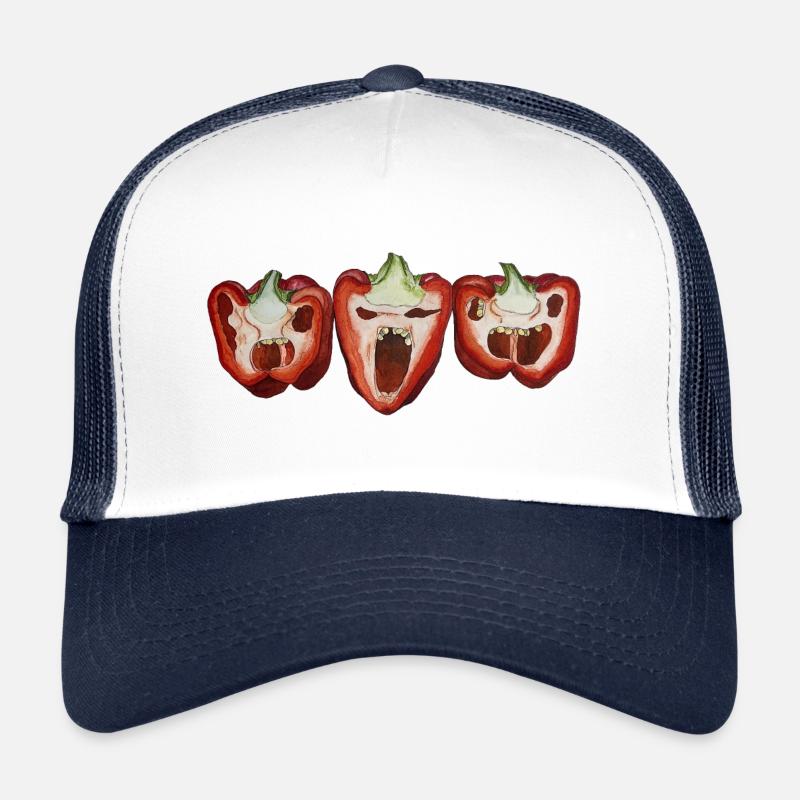 Monster Paprika kochen Hobbykoch spicy Kochspaß - Trucker Cap - Weiß/Navy