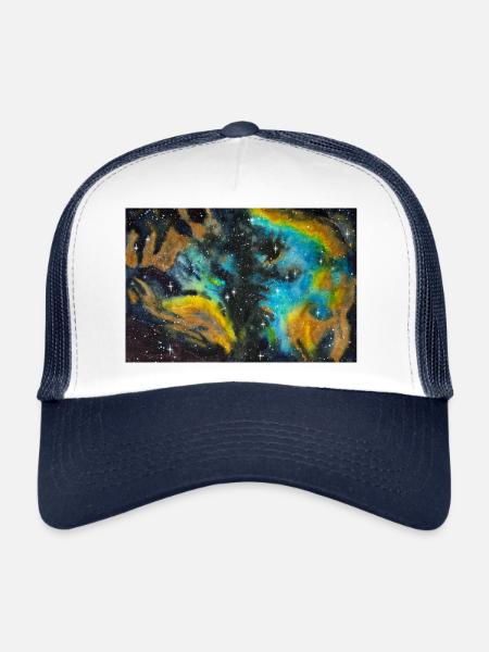 Galaxy Nebula NGC 5189 Galaxie Nebel Nerd Astro - Trucker Cap - white/navy - Front
