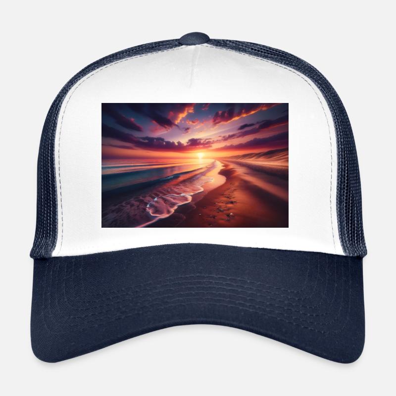 Affiche Peinture Coucher de soleil sur la plage Casquette trucker 