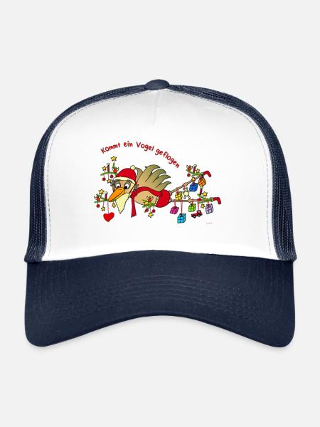 Weird bird comes flying, Christmas humor - Trucker Cap - white/navy - Front