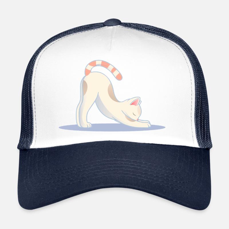 süße Katze in der klassischen Yoga Dehnpose Trucker Cap