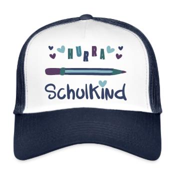 HURRA SCHULKIND - EINSCHULUNG - SCHULSTART - Trucker Cap - Weiß/Navy - Vorne