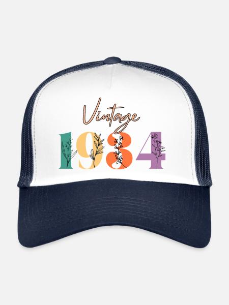 Vintage 1934 Floral - Trucker Cap - white/navy - Front