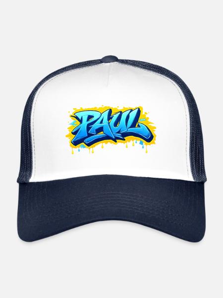 Graffiti PAUL Name Gift Ideal Printable - Trucker Cap - white/navy - Front