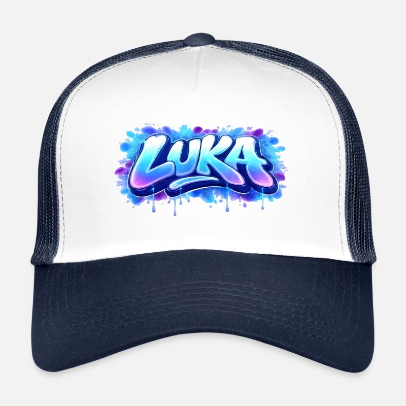 Graffiti LUKA Name Gift Ideal Printable - Trucker Cap - white/navy