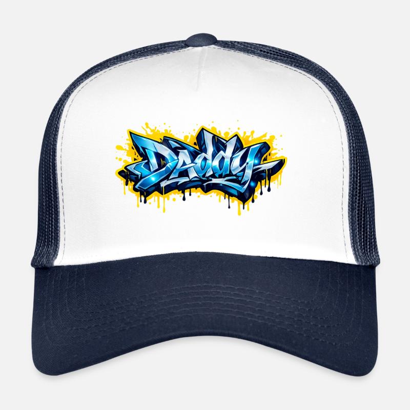 DADDY GRAFFITI NAME FOR PERFECT GIFT PRINTABLE  - Casquette trucker  - blanc/marine