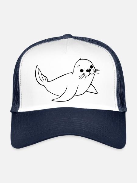 Phoques Phoques Phoques Nord de l’Allemagne - Casquette trucker  - blanc/marine - Devant