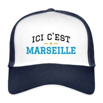 Ici c'est Marseille - Casquette trucker  - blanc/marine - Devant