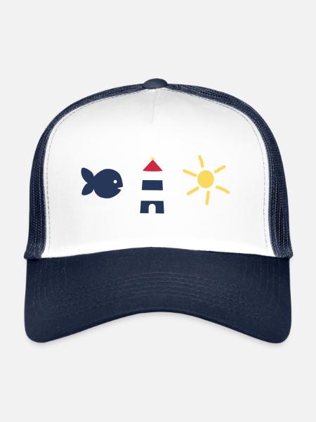 Maritim Poisson Phare - Casquette trucker  - blanc/marine - Devant