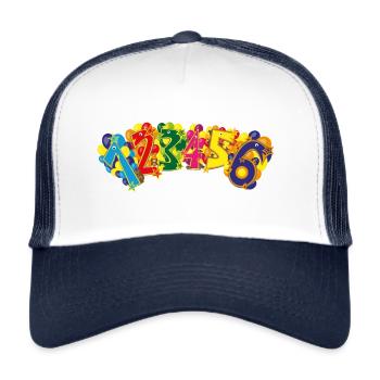 Tierische Geburtstagszahlen mit Luftballons. - Trucker Cap - Weiß/Navy - Vorne
