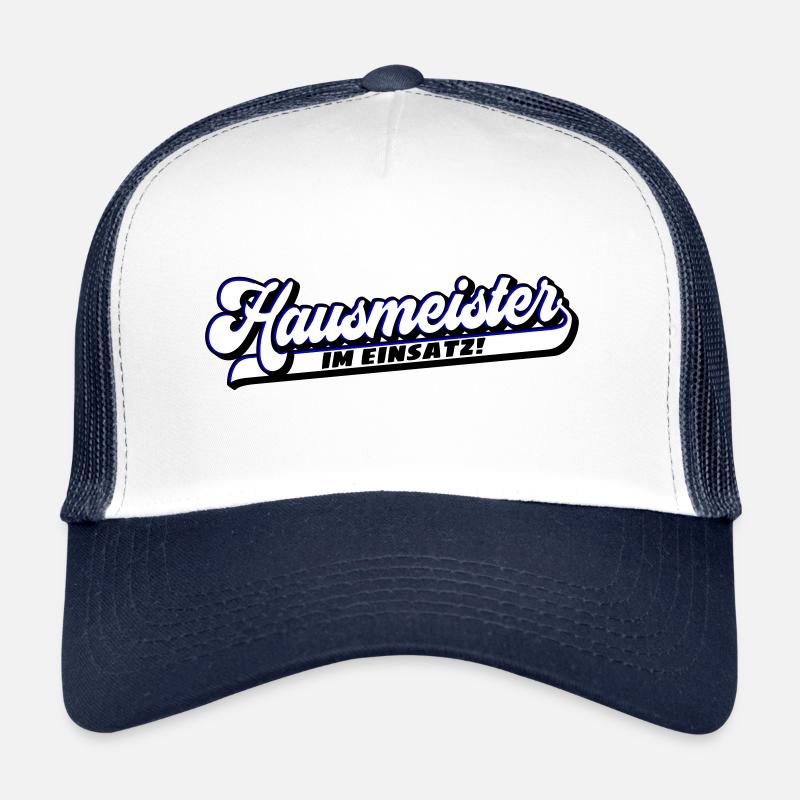 Farben änderbar | Hausmeister im Einsatz! - Trucker Cap - Weiß/Navy