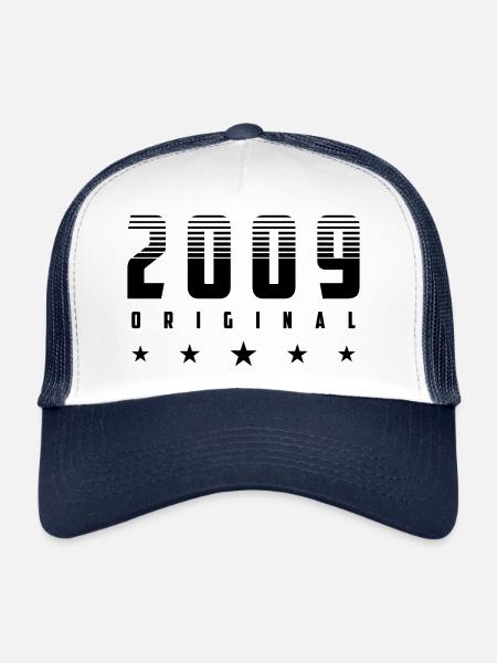 Année de naissance originale 2009 | Couleur modifiable - Casquette trucker  - blanc/marine - Devant