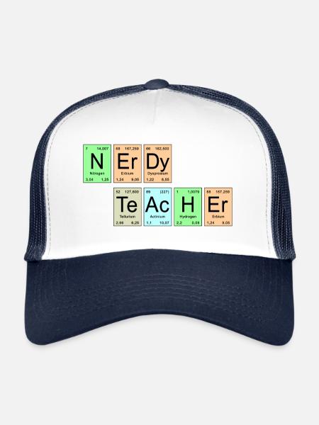 Tableau périodique - NErDy TeAcHEr - Casquette trucker  - blanc/marine - Devant