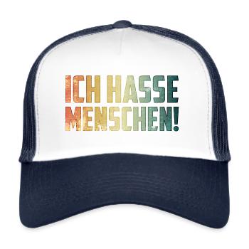 Ich hasse Menschen - Trucker Cap - Weiß/Navy - Vorne