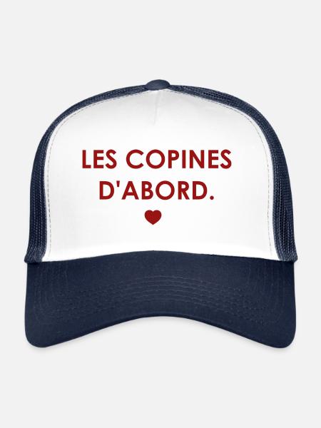 Les copines d'abord - cœur - Casquette trucker  - blanc/marine - Devant