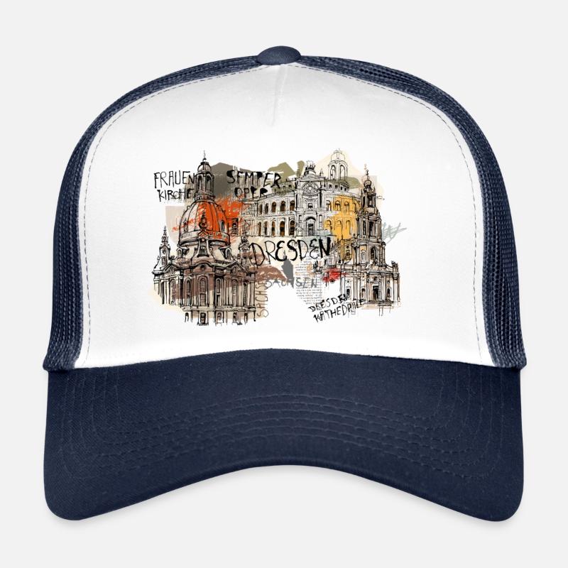 Dresden Sachsen Collage - Trucker Cap - Weiß/Navy