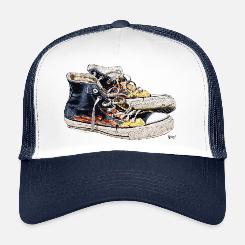 Bronko55 No.47 – Baskets - Casquette trucker  - blanc/marine