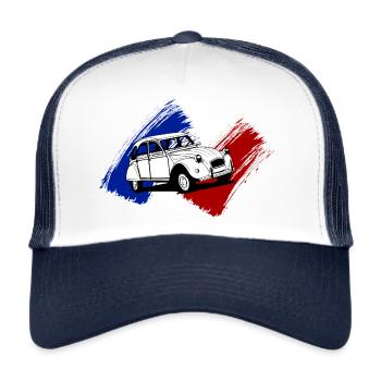 Citroën 2CV Drapeau France Dedeuche - Casquette trucker  - blanc/marine - Devant