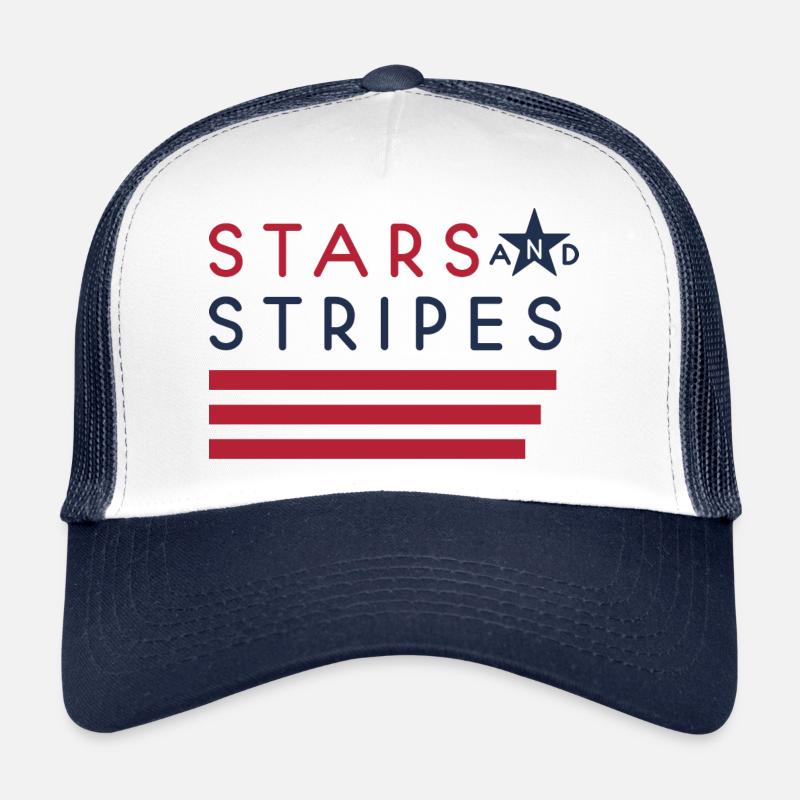 Stars and Stripes, texte inspiré du drapeau propre - Casquette trucker  - blanc/marine