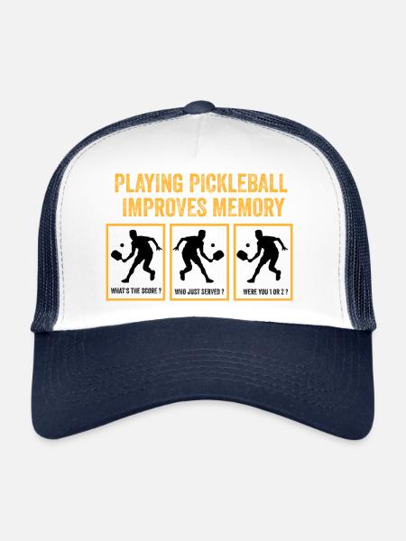 playing pickleball improves memory - Trucker Cap - white/navy - Front