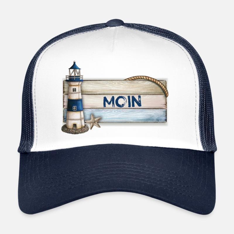Moin (with lighthouse) - Trucker Cap - white/navy