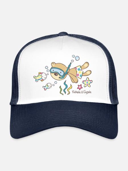 Snorkel ours - Casquette trucker  - blanc/marine - Devant