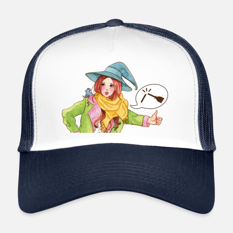 Witch hitchhiker's guide - broom is broken! - Trucker Cap - white/navy
