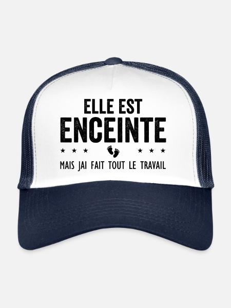 Enceinte Grossesse Bébé Futurs parents - Casquette trucker  - blanc/marine - Devant
