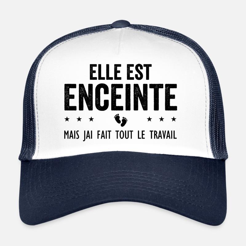 Enceinte Grossesse Bébé Futurs parents - Casquette trucker  - blanc/marine