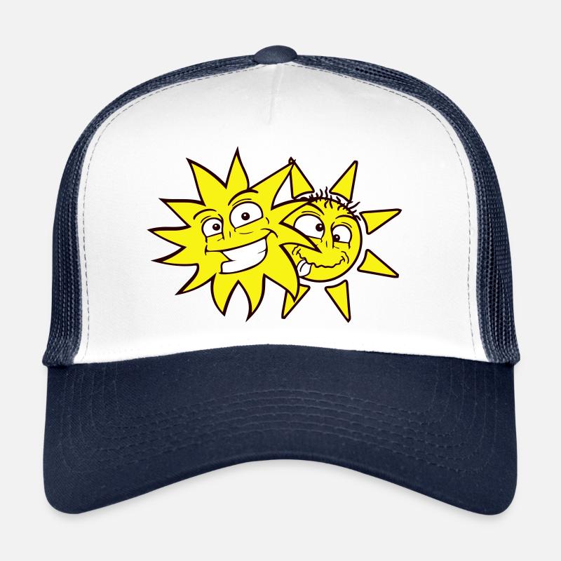 2 Suns Funny Faces Laughing Comic Cartoon Trucker Cap
