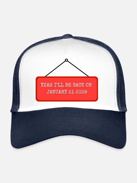 Ich bin im Januar 2029 wieder da - Trucker Cap - Weiß/Navy - Vorne
