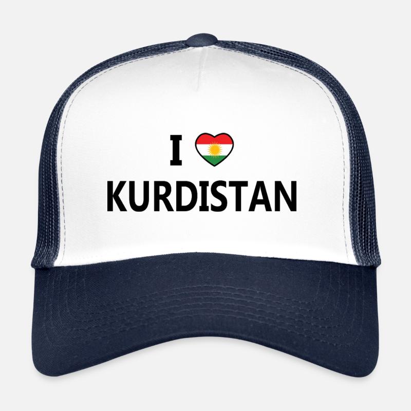 Drapeau du Kurdistan Bakur Bashur Rojava Rojhlt Newroz - Casquette trucker  - blanc/marine