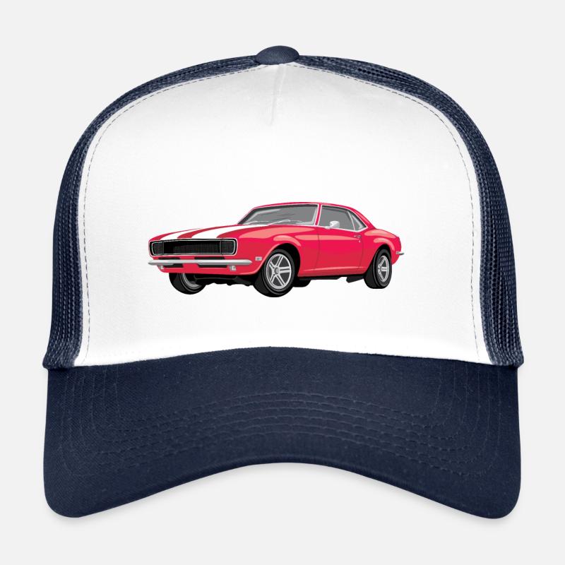 Retro bright red car Trucker Cap