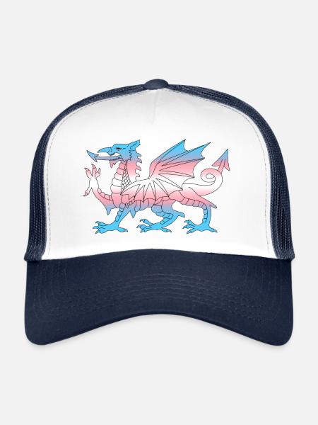 Wales Trans Flag, Baner Trans Cymru, Transgender - Trucker Cap - white/navy - Front