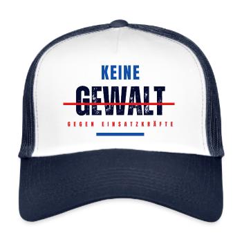 Keine Gewalt gegen Einsaztkräfte - Trucker Cap - Weiß/Navy - Vorne