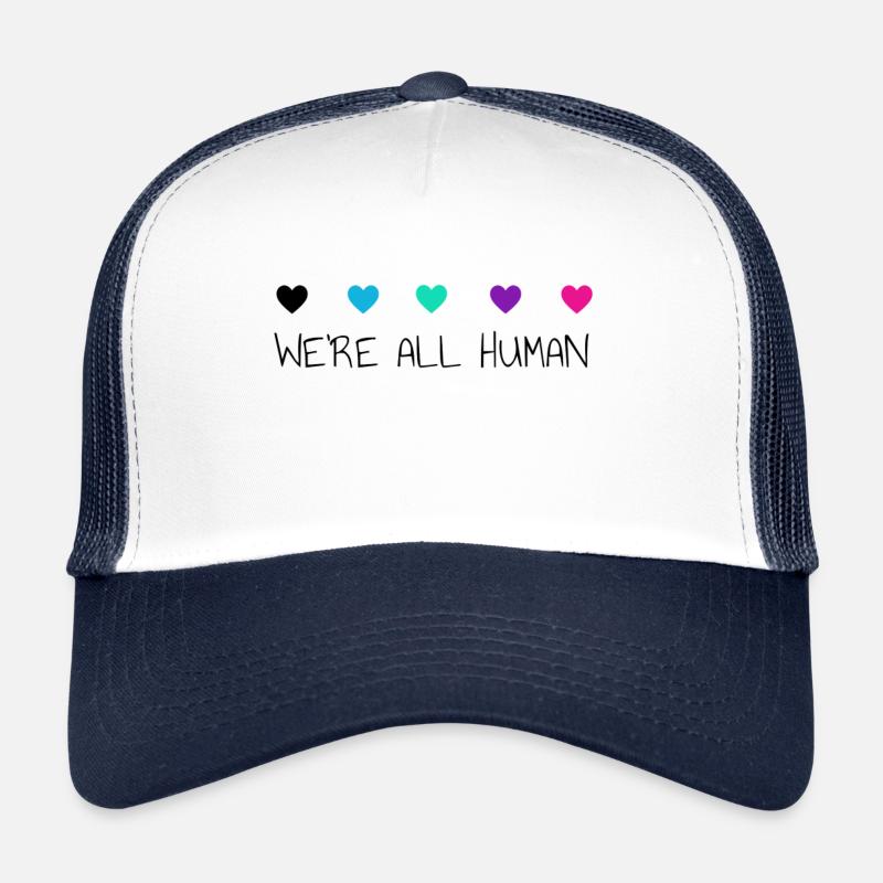 We are all human - Trucker Cap - Weiß/Navy