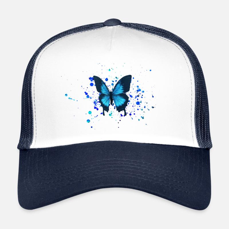 Papillon papillon bleu ciel - Casquette trucker  - blanc/marine