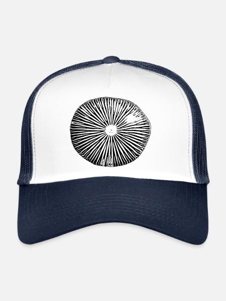 Minimal mushroom spore - Trucker Cap - white/navy - Front