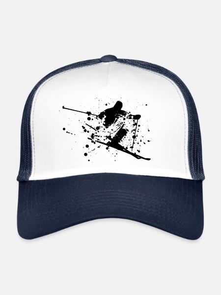 Skieur Ski Freestyle Art Minimal - Casquette trucker  - blanc/marine - Devant