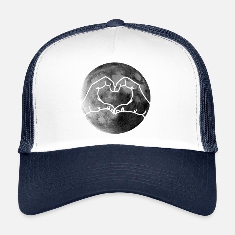 Mond Herz Liebe Valentinstag - Trucker Cap - Weiß/Navy