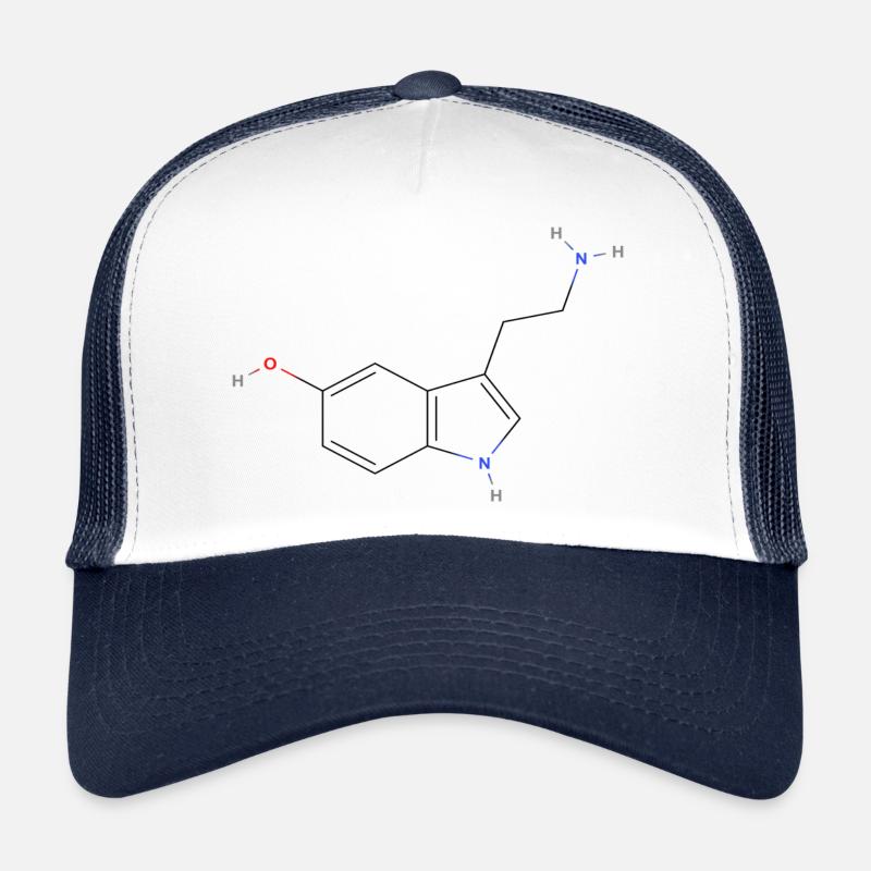 Molécule de sérotonine - Formule structurale colorée Casquette trucker 