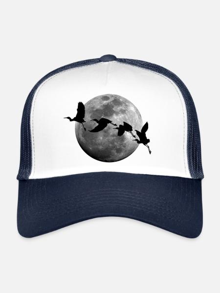 Vögel im Vollmond Mond Vogel - Trucker Cap - Weiß/Navy - Vorne