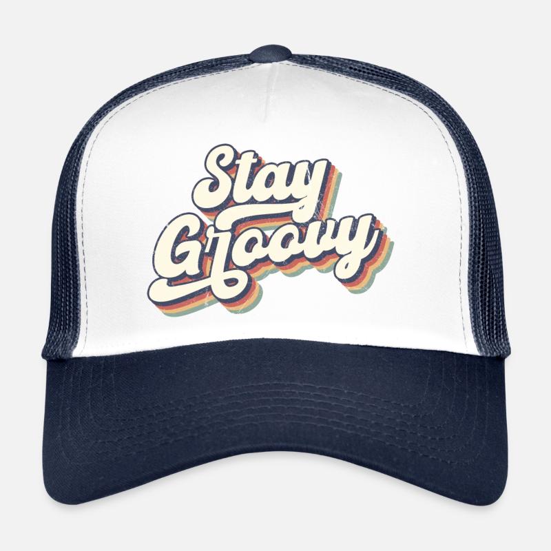 Restez groovy, texte coloré d’inspiration rétro Casquette trucker 