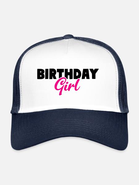 Fille d’anniversaire - Casquette trucker  - blanc/marine - Devant