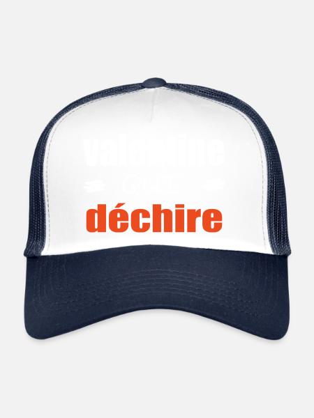 Valentine Qui Déchire Couple Saint Valentin Humour - Casquette trucker  - blanc/marine - Devant