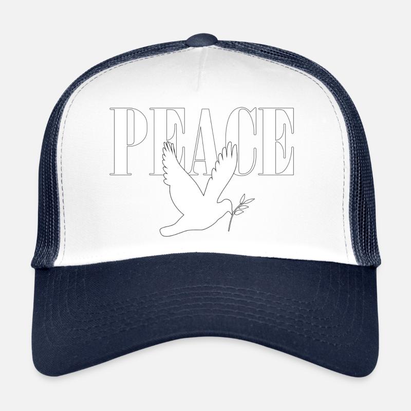 Friedenstaube Design - Trucker Cap - Weiß/Navy