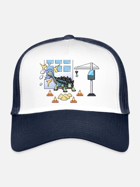 Grue de chantier Ankylosaurus cool Dino - Casquette trucker  - blanc/marine - Devant