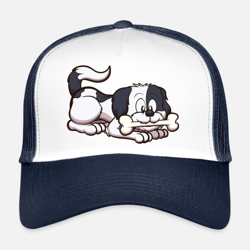 Cute Shih Tzu Dog With Bone - Trucker Cap - white/navy