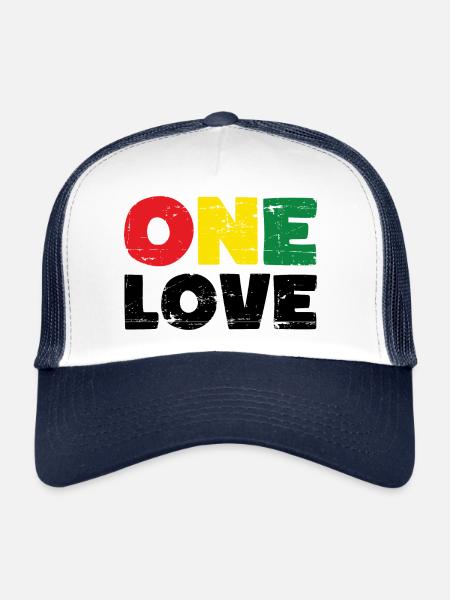 One Love Reggae Musique - Casquette trucker  - blanc/marine - Devant