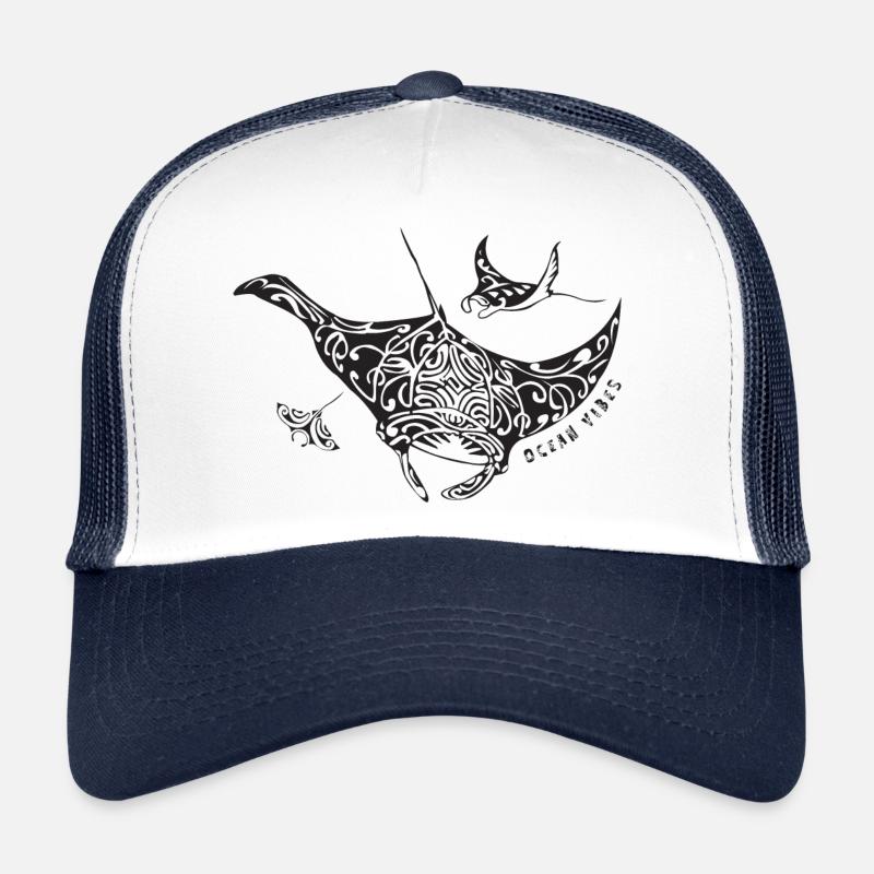 Ray - Désir de mer, cadeau, vacances, plongée - Casquette trucker - blanc/marine